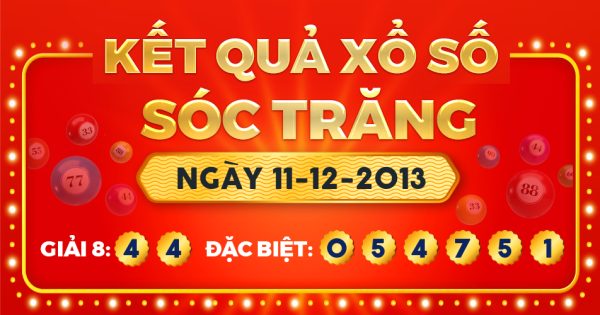 Kết quả xổ số Sóc Trăng ngày 11/12/2013