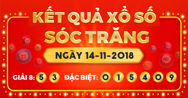 Kết quả xổ số Sóc Trăng ngày 14/11/2018