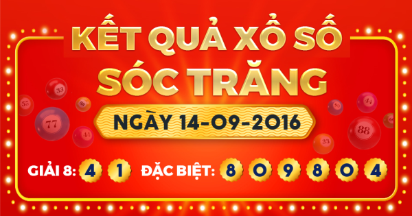 Kết quả xổ số Sóc Trăng ngày 14/9/2016
