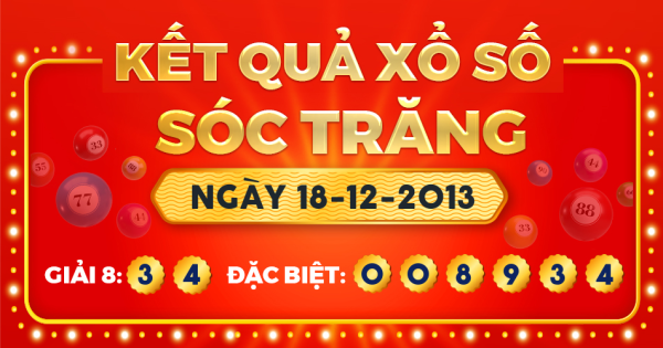 Kết quả xổ số Sóc Trăng ngày 18/12/2013