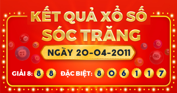 Kết quả xổ số Sóc Trăng ngày 20/4/2011