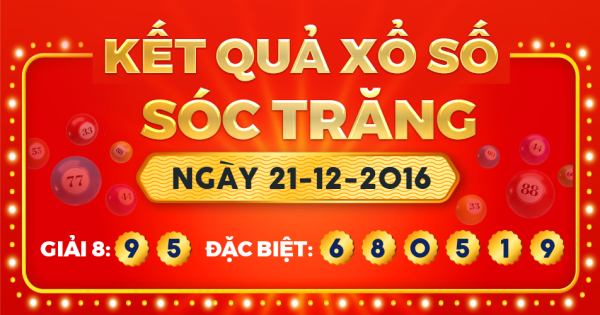 Kết quả xổ số Sóc Trăng ngày 21/12/2016