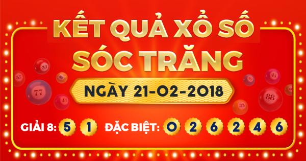 Kết quả xổ số Sóc Trăng ngày 21/2/2018