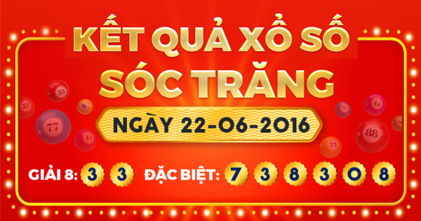 Kết quả xổ số Sóc Trăng ngày 22/6/2016