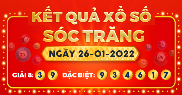 Kết quả xổ số Sóc Trăng ngày 26/1/2022