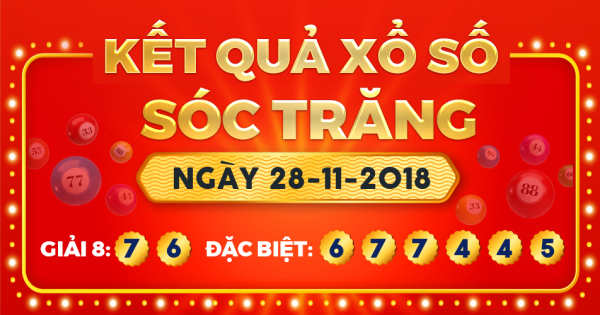 Kết quả xổ số Sóc Trăng ngày 28/11/2018