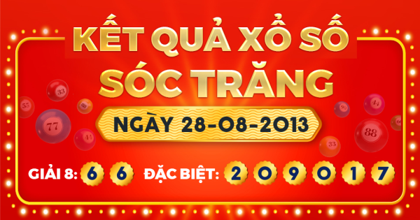 Kết quả xổ số Sóc Trăng ngày 28/8/2013