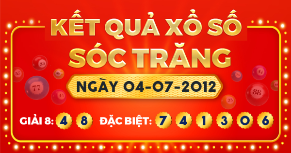 Kết quả xổ số Sóc Trăng ngày 4/7/2012