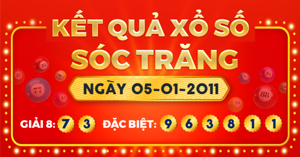 Kết quả xổ số Sóc Trăng ngày 5/1/2011