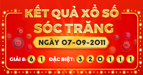 Kết quả xổ số Sóc Trăng ngày 7/9/2011