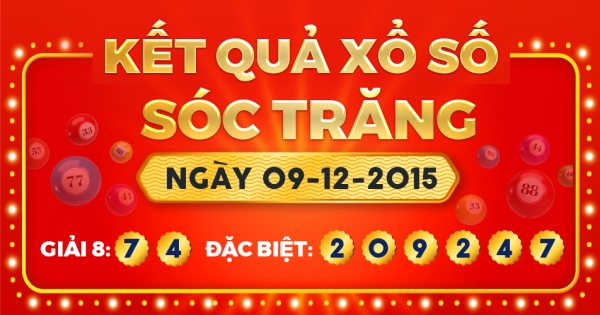 Kết quả xổ số Sóc Trăng ngày 9/12/2015